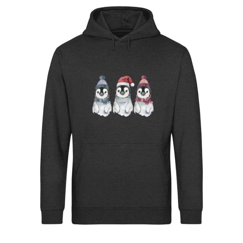 Pinguine Wintertrio - Light Unisex Bio Hoodie - dark heather grey