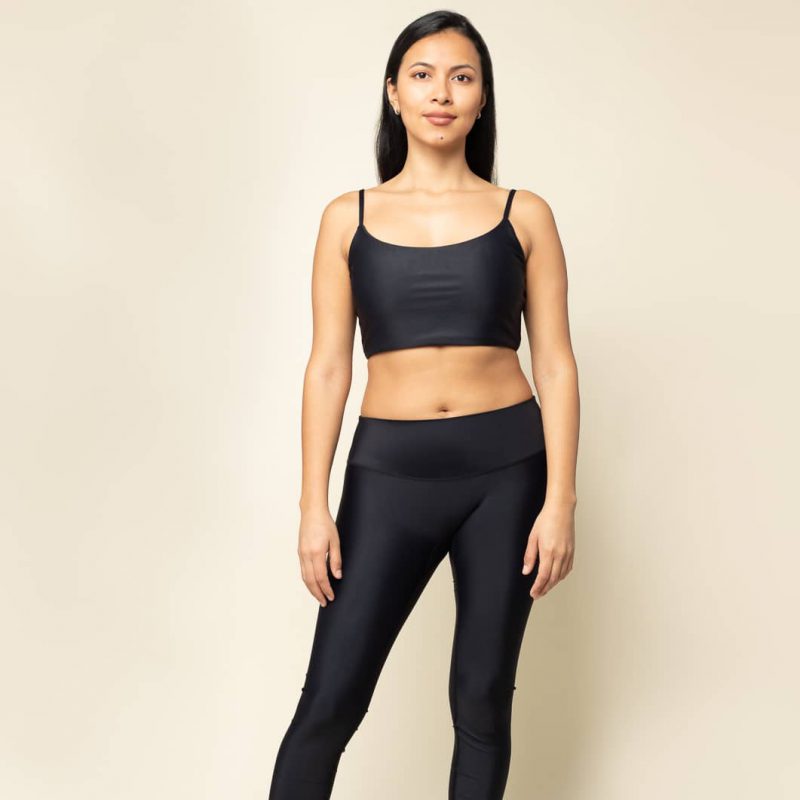 Spaghetti Bustier aus Econyl in black recycelt