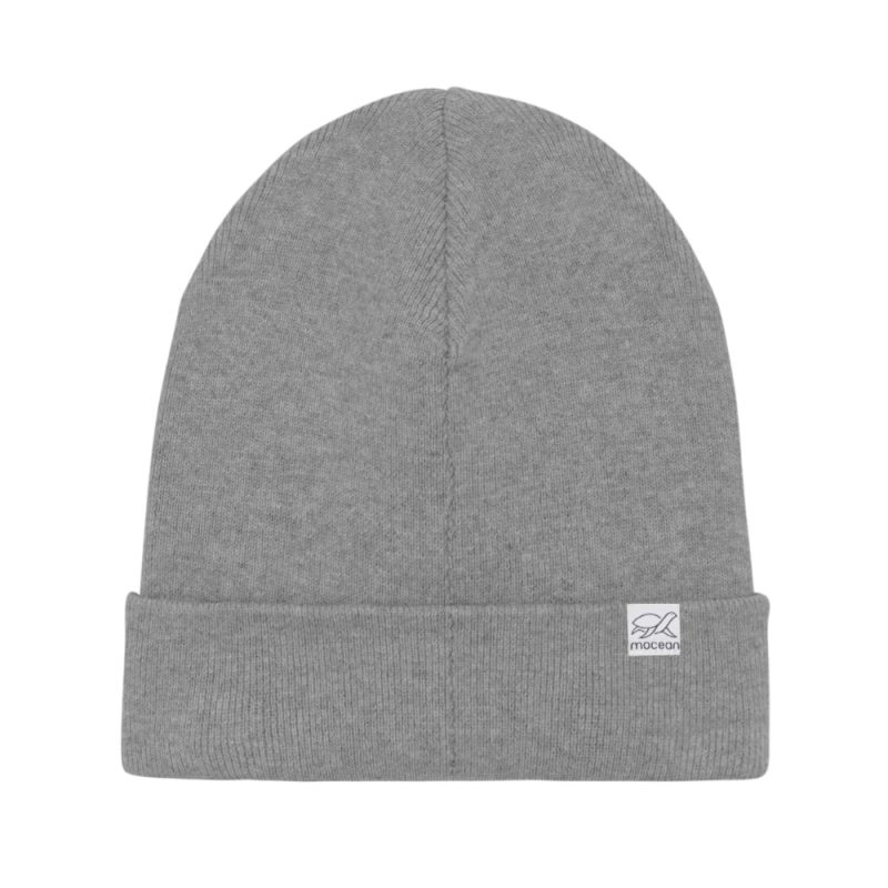 Strick Beanie Recycelt und Bio Hinteransicht in mid heather grey
