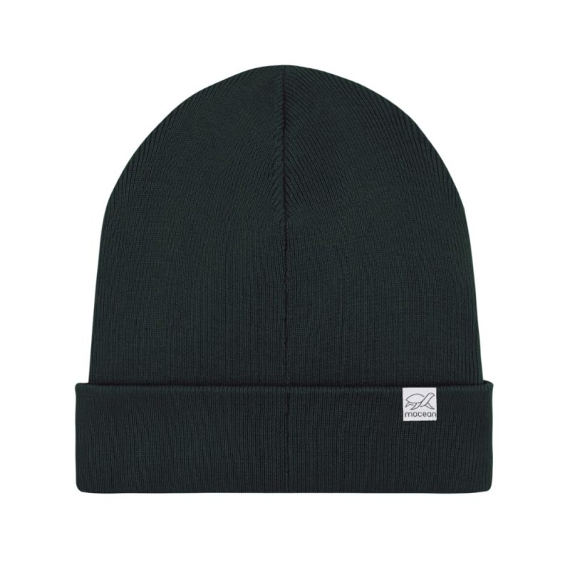 Strick Beanie Recycelt und Bio Hinteransicht in schwarz