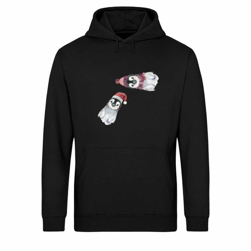 Winter Pinguine - Unisex Bio Light Hoodie - black