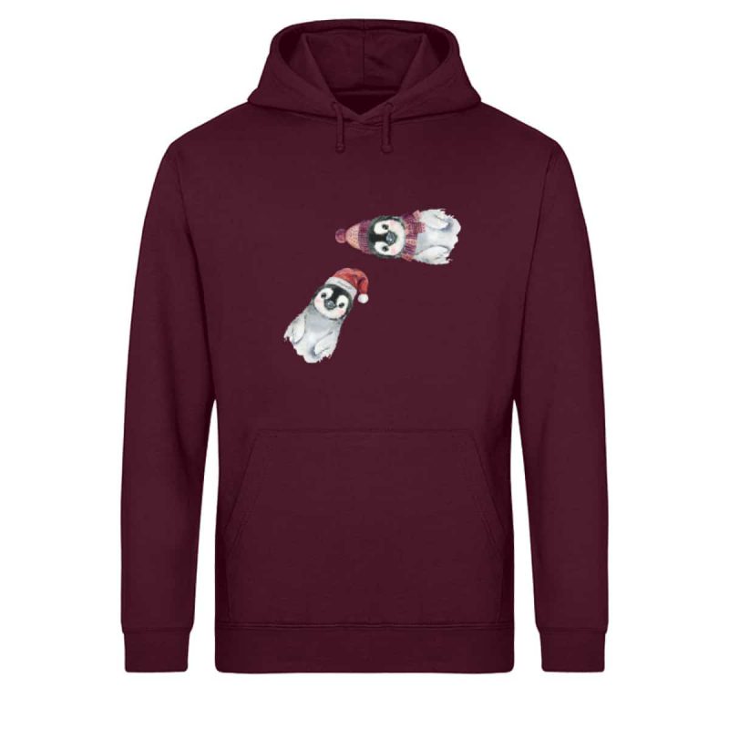 Winter Pinguine - Unisex Bio Light Hoodie - burgundy