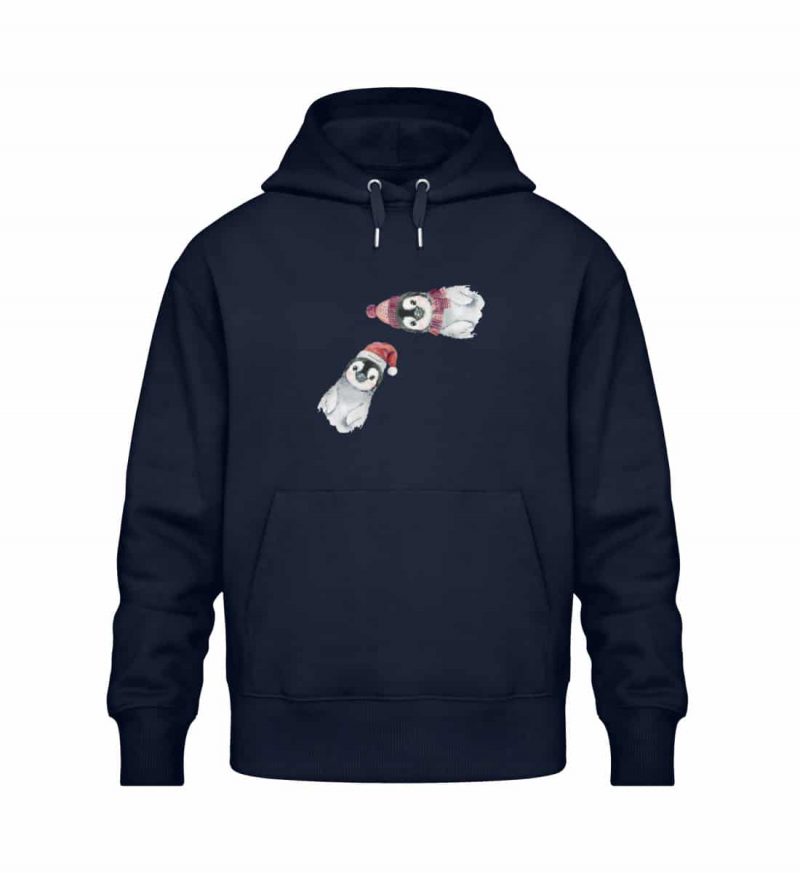 Winter Pinguine - Relaxed Bio Hoodie - blau