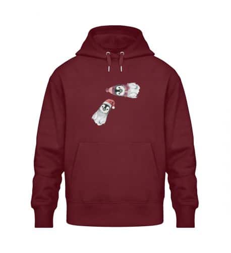 Winter Pinguine - Relaxed Bio Hoodie - burgundy