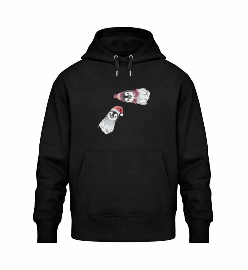 Winter Pinguine - Relaxed Bio Hoodie - schwarz